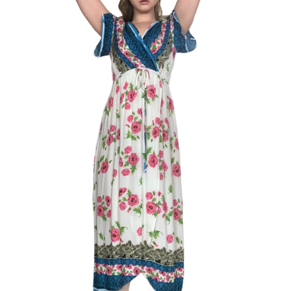 Floral Boho Maxi Wrap Dress Size Medium